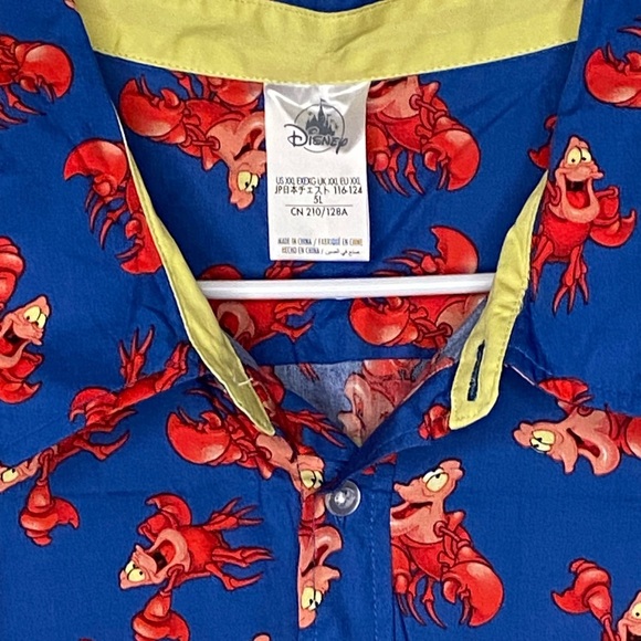 Disney The Little Mermaid Sebastian Woven Shirt for Men Button Down NWOT XXL - Picture 3 of 8